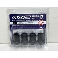 RAYS / 35mm / Medium Steel NUT / 17 HEX Type BLACK / M12 X 1.5 / M12 x 1.25