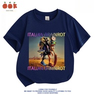 Baju Budak Lelaki Anomali Tung Tung Sahur Unisex 100% Cotton Round Neck Cartoon Print Tshirt Size 2-