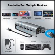 6 in 1 Docking Station For Steam Deck, Steam Deck Dock With 4K HDMI ,3 USB 3.0, Gigabit Ethernet, PD