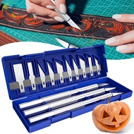 13 Pieces Craft Hobby Blades Kit Refill Hobby Art Blades Exacto Blade Set with 3 Handles 10 Refill B