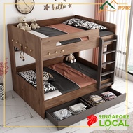 HK Double Decker Bed Frame Modern Bunk Bed For Kids Adults Queen Bunk Bed With Drawer Mattress Set High Quality Wood Structure