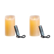 (UDOP) 2X LED Candles, Flickering Flameless Candles, Rechargeable Candle, Real Wax Candles with Remo
