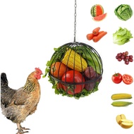 Hanging Chicken Feeder - 7.1 Inch Large Iron Chicken Veggie Treat Ball - Sturdy Chicken Treat Holder