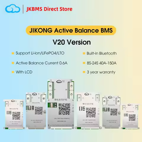 JK BMS JIKONG Smart BMS 24S 8S 12S 15S 200A 300A LiFePO4 Bluetooth LCD V20