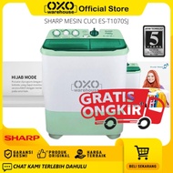 SHARP Mesin Cuci ES-T1070SJ-GR Twin Tub Hijab Series  2 Tabung  Kapasitas 9 Kg Garansi Resmi