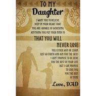 To My Daughter Love Dad You Will Never Lose Quotes Art Film Print Silk Poster for Your Home Wall Dec