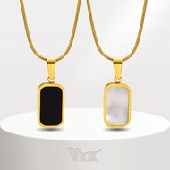 Vnox Double Side Black and White Shell Pendant Necklace Kwintas for Women Stainless Steel Choker Nec