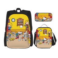 Sanrio ชุดกระเป๋าเป้สะพายหลังเด็ก Patty &amp; Jimmy,กระเป๋านักเรียนกระเป๋าใส่ข้าวกลางวันกระเป๋าเป้กล่องดินสอ