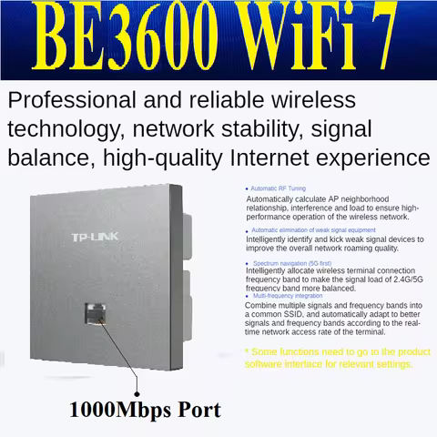 Thin BE3600 WiFi 7 Panel AP 2.5G RJ45 Port, 3571Mbps in Wall AP WiFi7 project Indoor AP 802.11be Acc