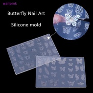 wallpink Nail Carving Mold Butterfly Silicone 3D Nail Stamping Plate Nail Stencils Tools DIY UV Gel 