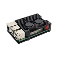 【Hearta】 For Raspberry Pi 4 3 Model B 3b Plus Aluminum Case With Dual Cooling Fan Metal Enclosure Fo