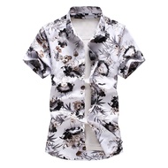 Cozy Up Summer Long Sleeve Batik Shirt for Men Print Floral Casual Lapel Men Slim Hawaiian Comfort