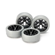 Japan Direct Tamiya Mini 4WD Special Product Hard Low Height Tire Silver  Carbon Reinforced Wheel Y 