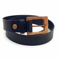 Wood Belt Serengeti Brave 406 - Walnut Wood Black Split Leather Belt