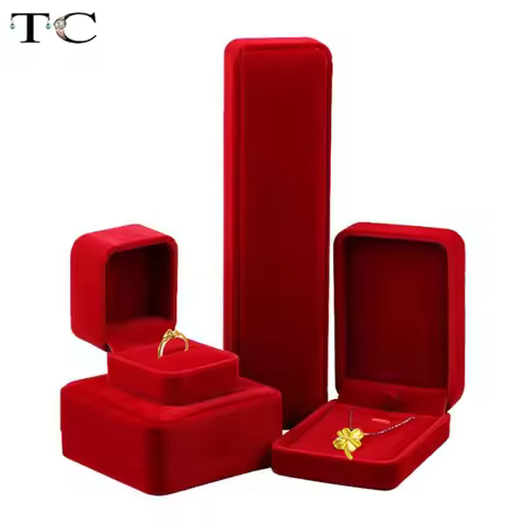 Newest Gift Box for Jewellery Red Velvet Ring Box Pendant Storage Boxes Jewelry Organizer Cases Gift