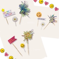INS style cake topper - 1 set 3 design (birthday tag, ins candle, ins fireworks topper) - kek hiasan