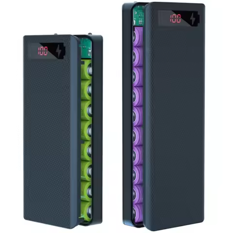 10 Slots 18650 Power Bank Case Battery Box Holder Portable Dual USB Type C Charge Shell 8X 18650 Bat