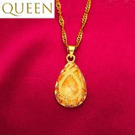 Original 18K Saudi Gold Pawnable for Women Water Drops and Heart Necklace Not Fade Best Birthday Gift