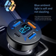 【YC】4 USB for QC3.0+PD USB Car Charger Digital LED Voltmeter 12V/24V