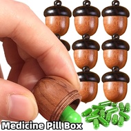 Medicine Pill Box - Sandalwood Rescue Pill Case - Keychain Pendants - Portable, Mini, Sealed - Weekly Medicine Pill Capsule Organizer - Outdoor First Aid Tool