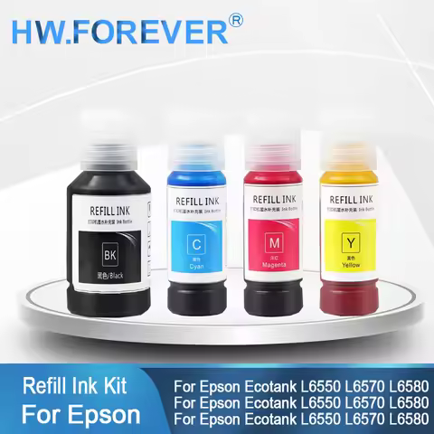 112 T112 Refill Ink Kit For Epson Ecotank L6550 L6570 L6580 L11160 L15150 L15160 M15140 Printers Dye