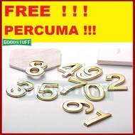 100% GOLD COLOUR MAILBOX NUMBER PLATE 0-9 DOOR HOUSE MAINDOOR NUMBER STICKER 门牌号码 NOMBOR PINTU RUMAH
