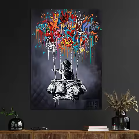 Classic Abstract Wall Art Banksy Street Graffiti Wall Art HD Canvas Print Poster Home Living Room Be