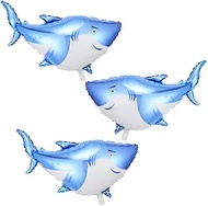 Siticoto 3 PCS Shark Balloons, 38 Inch Large Splash Shark Foil Balloon for Ocean Animal Theme Party Birthday Baby Shower Supplies, Wedding Party Office