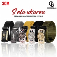 [CB] Men's Canvas Belt 3cm Automatic Buckle - 360 Degree Car Spinner Buckle -AH-136/137/138/180/135