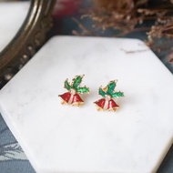 【老飾品/西洋老件】VINTAGE AVON 聖誕紅鈴鐺古著耳環