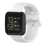 全城熱賣 - 23mm 大碼 彩色扣硅膠錶帶 適用於Fitbit Versa 2 / Versa / Versa Lite / Blaze（白色）