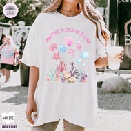 Protect Our Oceans Shirt, Climate Change, Womens Pastel Top, Coral Reef, Y2K Top, Pink Coquette Top,