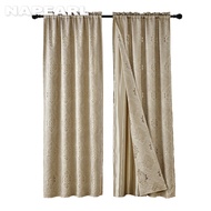 NAPEARL 1PC French Luxury Blackout Curtains Exquisite Jacquard Curtains Romantic Style Retro Tassel 