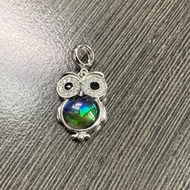 Owl Ammonite Pendant with Necklace 🌈 斑彩猫头鹰小吊坠/配件吊饰🌈  1 set