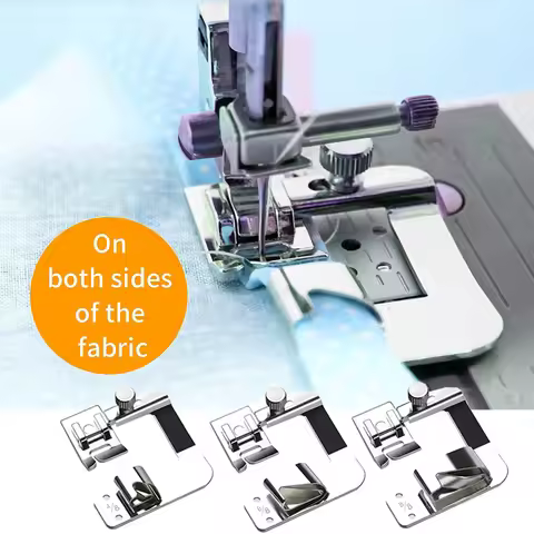 3 Size Rolled Hem Pressure Foot Low Shank Sewing Machine Presser Foot Hemmer Foot Set 1/2 Inch 3/4 I