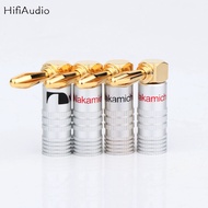 12pcs 24K Gold Plated Right Angled Nakamichi banana plug for cables up to 6 mm2 screw Locking bannana plug