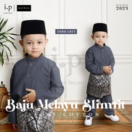 𝐈.𝐏 𝐌𝐮𝐬𝐥𝐢𝐦 𝟐𝟎𝟐𝟒🌹BUDAK Baju Melayu Cutting SlimFit / Soft Cotton / 0-14 / BAJU RAYA BABY - DARK GREY