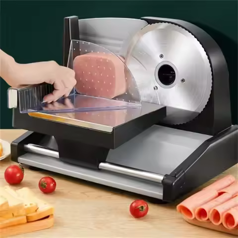 220V Electric Food Slicer. For Meat & Food. Household Desktop. Slices Lamb, Beef, Bread & Ham. 0-22m