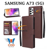 SAMSUNG A73 (5G) FLIP LEATHER CASE PREMIUM - FLIP WALLET CASE LEATHER FOR SAMSUNG A73 (5G) - WALLET 