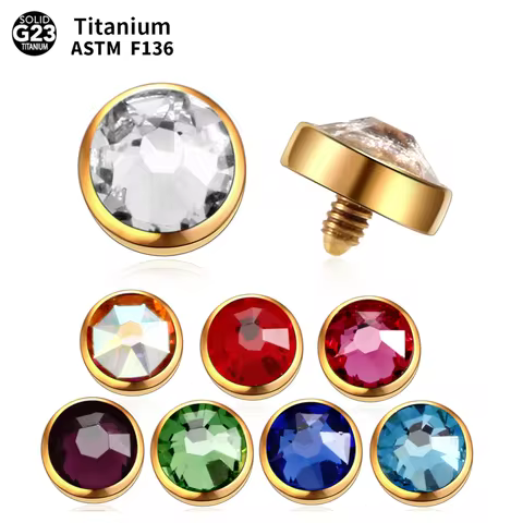 1Pc Titanium Gold Color Microdermal Piercing Fashion Micro Dermal Anchor Top Hide in Skin Diver Surf