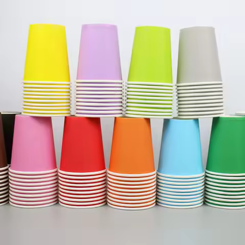 10PCS 9oz/250ml Solid Color Thick Paper Cup Disposable Cup Wedding Birthday Party Disposable Tablewa