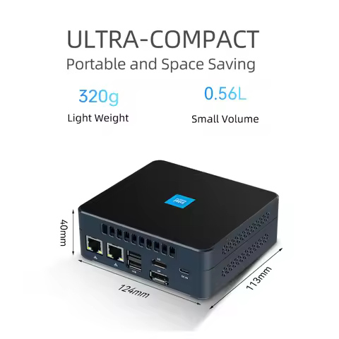 Intel N200 Mini PC 16GB DDR5 4800MHz 1TB M.2 NVMe SSD AX201 WiFi6 Bluetooth5.2 2.5G Etherent Type-C 