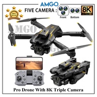 AMGO Drone Pro RC Quadcopter Foldable Portable WiFi FPV Drones with 8K HD Triple Camera Altitude Hold Mode Follow Toy Drone With Camera 8k Drone Camera
