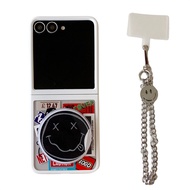 กำไลข้อมือแม่เหล็กรูปใบหน้ายิ้มน่ารักเคสโทรศัพท์สำหรับ Samsung Galaxy Z Flip 5 6 Z Flip6 ZFlip 6 ZFl