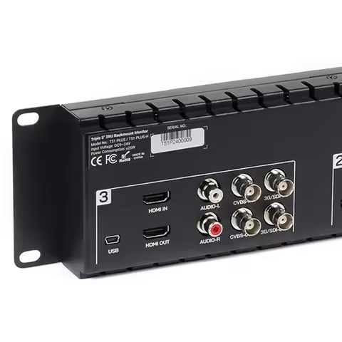～FEELWORLD T51 Triple 5 Inch 2RU LCD Rack Mount with SDI HDMI-compatible AV Input and Output Broadca