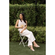 Ellsa Embellished Mesh Flats in Cream