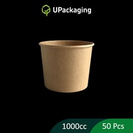 [50 Pcs] 850cc 1000cc KRAFT PAPER BOWLS Inner Bowl Double Layers with Lids Transparent  Soup Noodle 