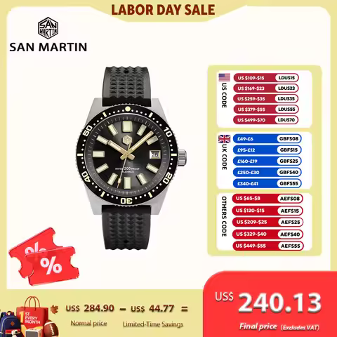 San Martin 40mm 3D Printing Full C3 Lume Surfing Dial NH35 Men Diver Watch 62mas Week Date Window Gi