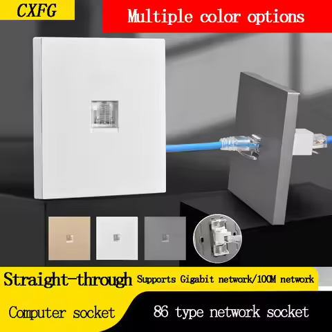 86 Type Cat6 Network Cable Socket Panel Dual Computer Socket, Category 7 Network Broadband Gigabit N