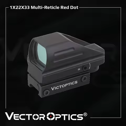 Victoptics Riflescope Dual Illuminated 1X22X33 Red Green Dot Gun Sight 33Mm Scope Sight with 20Mm Ra